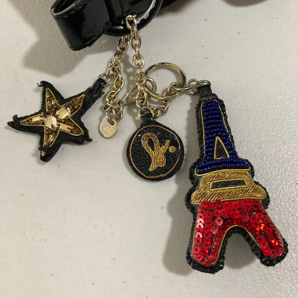 Agnes b. Black Purse, Heavy Satin, Zipper, Designer Bag Charms, Inner Pockets - Picture 3 of 16